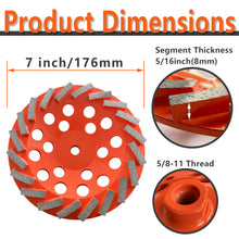 Load image into Gallery viewer, 7 inch Segmented Diamond Grinding Cup Wheel--20 Segments